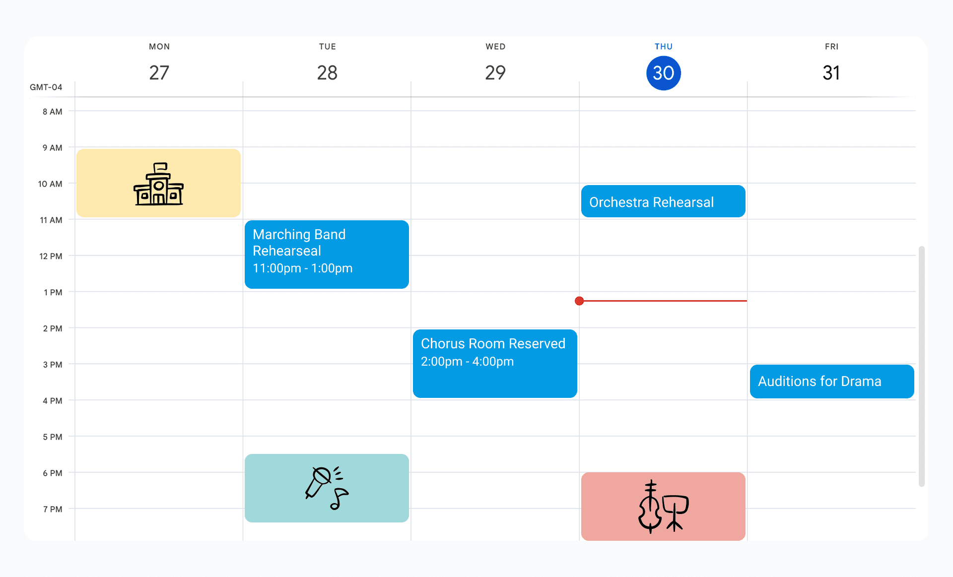 SchoolCal calendar interface showing schedule management and availability features